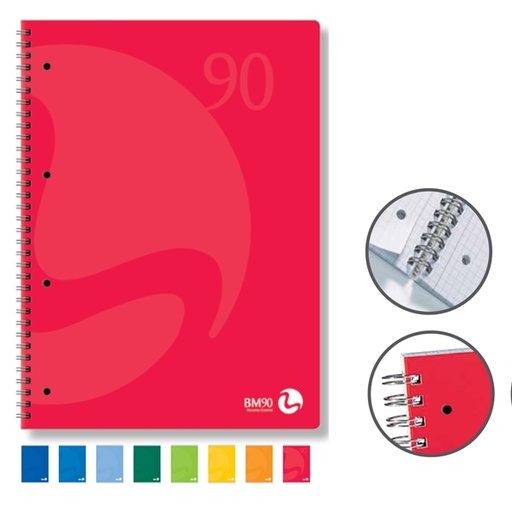 [D71199] QUADERNO A5 163x210mm SPIRALATO 90gr 60fg 4fori microperf. 1rigo COLORS BM