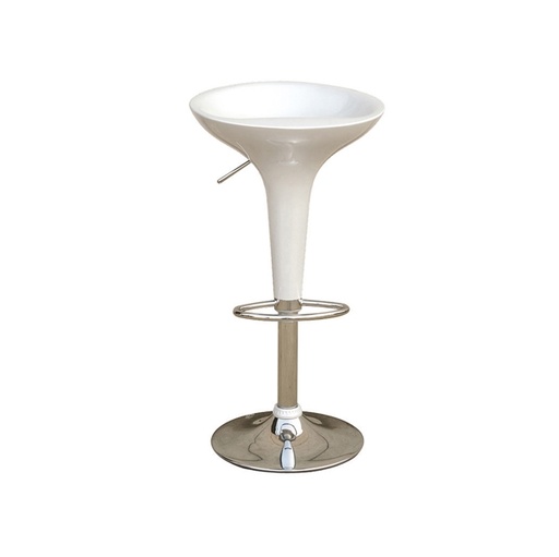 [D71208] SGABELLO BAR in ABS e ACCIAIO H55/78cm BIANCO