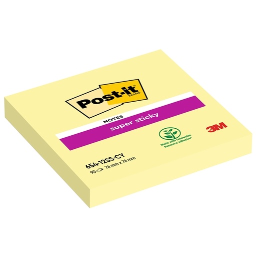 [D71248] BLOCCO 90foglietti Post-it(R) Super Sticky Giallo Canary™ 76x76mm 654-12SS-CY