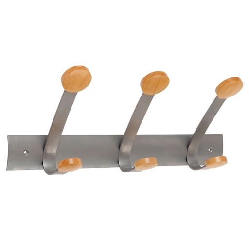 [D71273] APPENDIABITI da MURO 3POSTI 45cm METALLO/LEGNO Alba