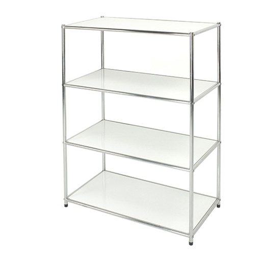 [D71288] LIBRERIA 4 RIPIANI ACCIAIO/BIANCO 80x40cm - H120cm Easy System