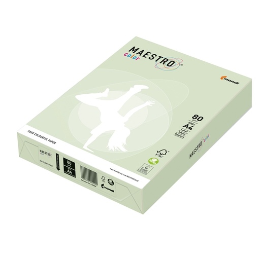 [D71496] CARTA MAESTRO COLOR A4 210x297mm 80gr 500fg VERDE TENUE GN27 MONDI