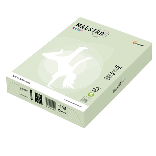 [D71502] CARTA MAESTRO COLOR A4 210x297mm 160gr 250fg VERDE TENUE GN27 MONDI