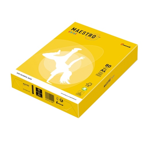 [D71504] CARTA MAESTRO COLOR A4 210x297mm 80gr 500fg GIALLO FORTE IG50 MONDI