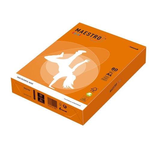 [D71506] CARTA MAESTRO COLOR A4 210x297mm 80gr 500fg ARANCIO FORTE OR43 MONDI