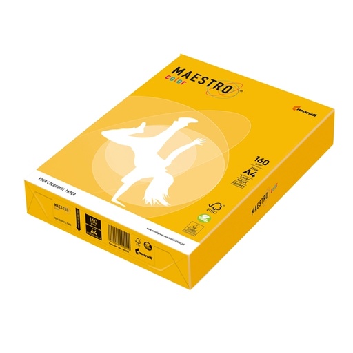 [D71510] CARTA MAESTRO COLOR A4 210x297mm 160gr 250fg GIALLO FORTE IG50 MONDI