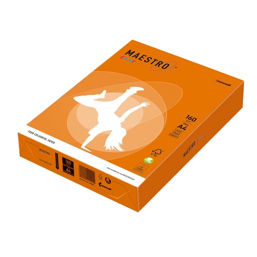 [D71512] CARTA MAESTRO COLOR A4 210x297mm 160gr 250fg ARANCIO FORTE OR43 MONDI