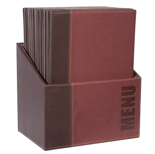 [D71607] MENU-Box TRENDY con 20 PORTA MENU' BORDEAUX