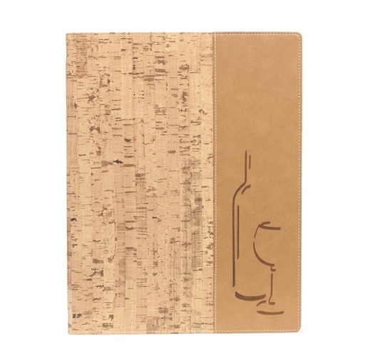 [D71609] CARTA DEI VINI A4-24x34cm SUGHERO DESIGN con 1 INSERTO DOPPIO