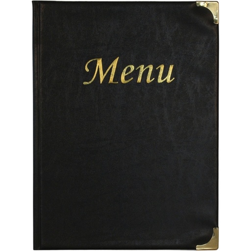 [D71617] PORTA MENU' A4-31,5x24cm NERO in PVC BASIC con 4+2 BUSTE FISSE