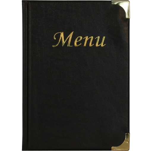 [D71619] PORTA MENU' A5-23,7x17cm NERO in PVC BASIC con 4+2 BUSTE FISSE