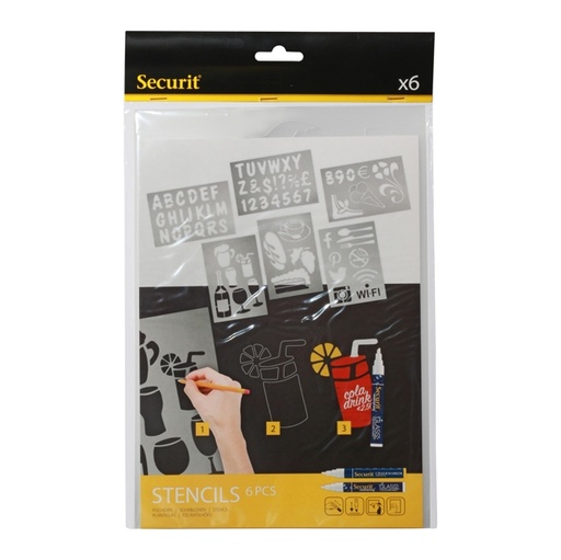 [D71626] SET 6 STENCIL TRASPARENTI ASSORTITI Securit