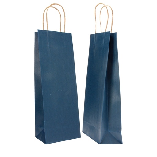 [D71724] 20 SHOPPERS CARTA BIOKRAFT 14X9X38CM PORTABOTTIGLIE BLU