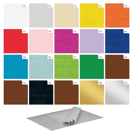 [D71763] BUSTA 25fogli 50x70cm CARTA VELINA 24gr ARGENTO Rex Sadoch