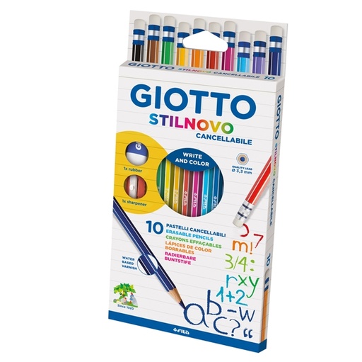 [D71768] ASTUCCIO 10 PASTELLI STILNOVO CANCELLABILE GIOTTO