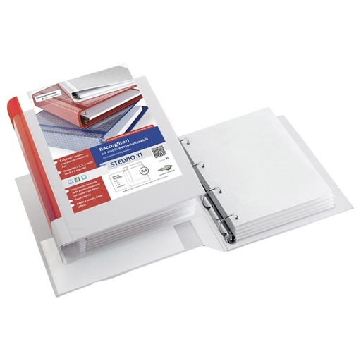 [D71811] Raccoglitore STELVIO TI 80 A4 4Q 22x30cm bianco personalizzabile SEI ROTA