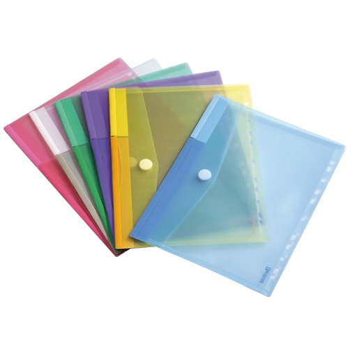 [D71889] SET 12 BUSTE FORATE PPL CON VELCRO COLORI ASSORTITI TARIFOLD
