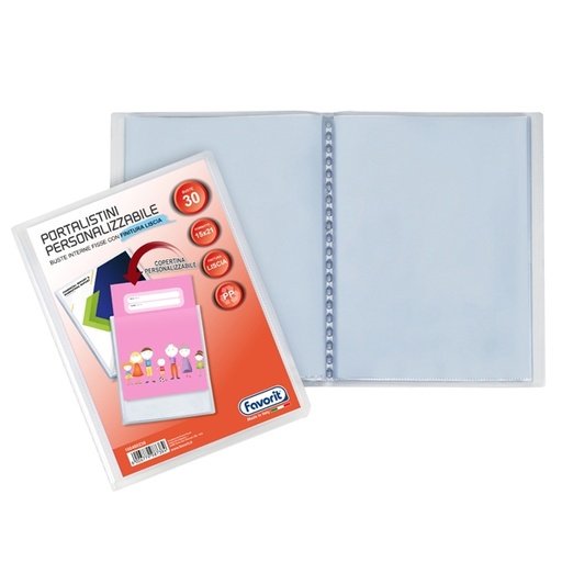 [D71904] Portalistino personalizz. SVILUPPO liscio 15x21cm 30 buste trasparente FAVORIT