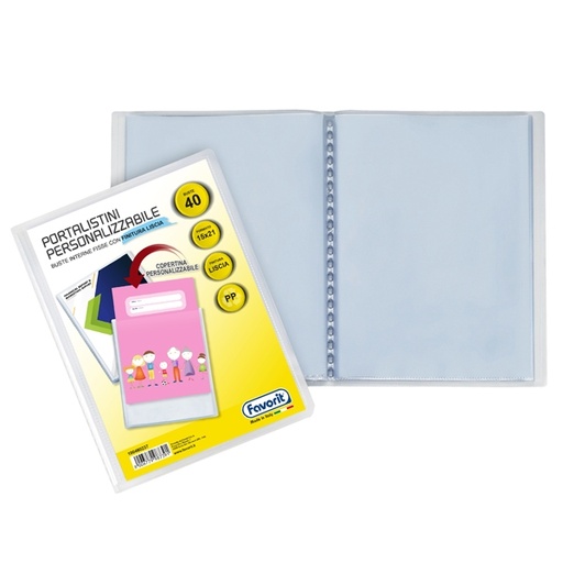 [D71905] Portalistino personalizz. SVILUPPO liscio 15x21cm 40 buste trasparente FAVORIT