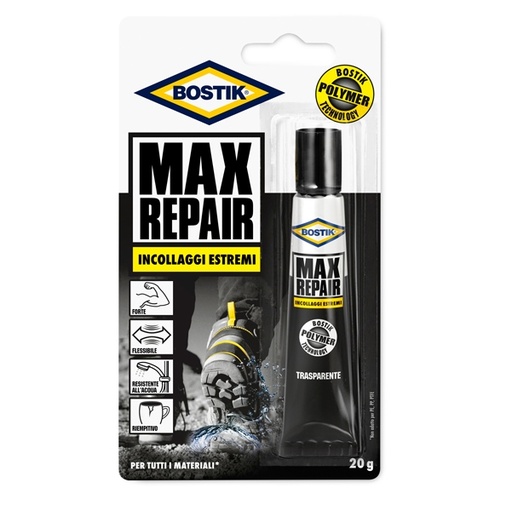 [D71942] ADESIVO UNIVERSALE 20GR BOSTIK MAX REPAIR TRASPARENTE
