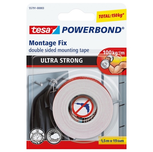 [D71959] NASTRO BIADESIVO 19mmx1,5mt POWERBOND ULTRA STRONG Tesa