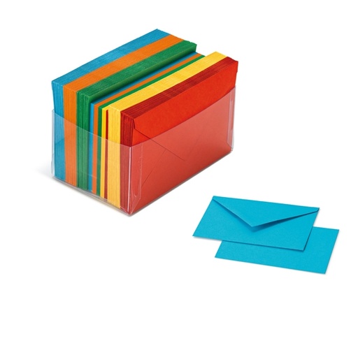 [D72131] SCATOLA 100 CARTONCINI 200gr + 100 BUSTE 90gr ARCOBALENO FORMATO 9 FAVINI
