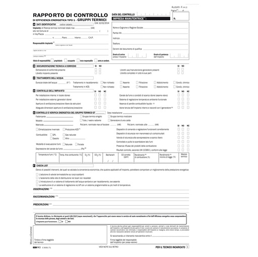 [D72847] 25 RAPPORTI di CONTR. EFFICIENZA ENERG.T1 gruppi term. 29,7x21cm snap3c. E9091T1