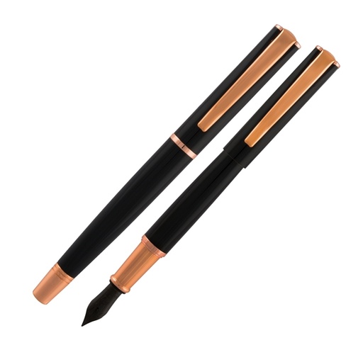 [D72937] PENNA STILOGRAFICA IMPRESSA™ NERO-ROSEGOLD punta M MONTEVERDE