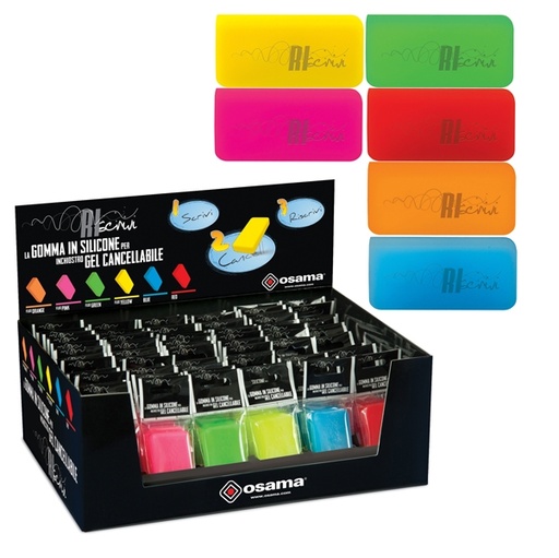 [D73345] Gomma termosensibile in silicone RISCRIVI col.assortiti fluo OSAMA