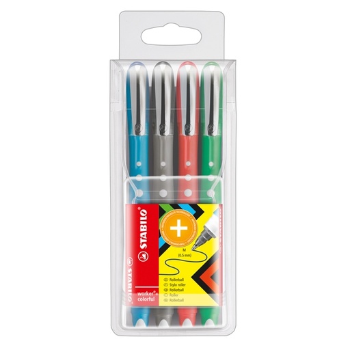 [D73359] ASTUCCIO 4 ROLLER WORKER(R)Colorful 0,5mm col. assortiti STABILO