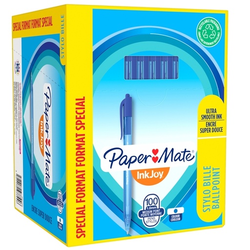 [D73372] Special pack 80+20 penna sfera scatto INKJOY Stick 100RT 1,0mm blu PAPERMATE