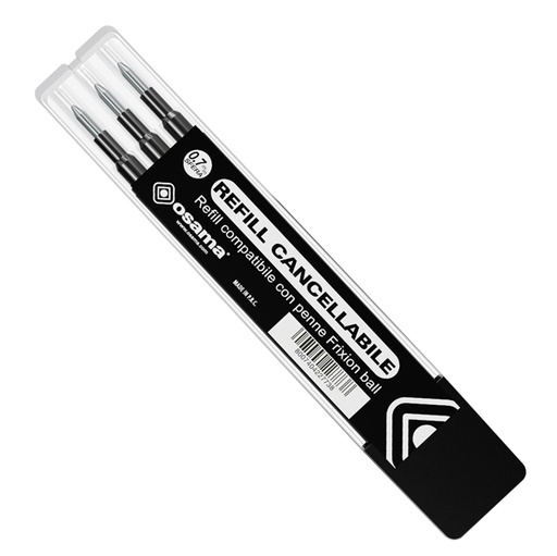 [D73379] Set 3 refill inchiostro gel RiSCRIVI cancellabile 0,7mm nero OSAMA