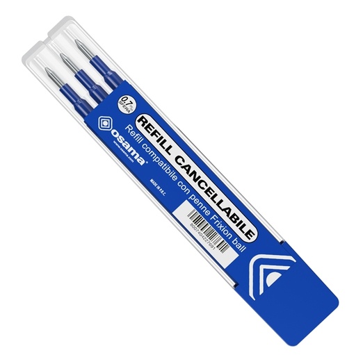 [D73380] Set 3 refill inchiostro gel RiSCRIVI cancellabile 0,7mm blu OSAMA