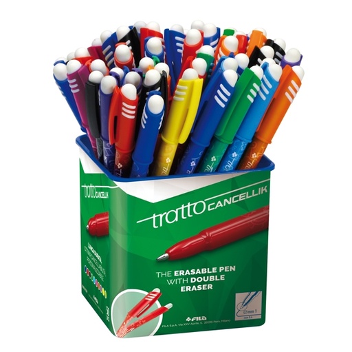 [D73548] Barattolo 50 penna sfera cancellabile CANCELLIK 1,0mm col. assortiti TRATTO