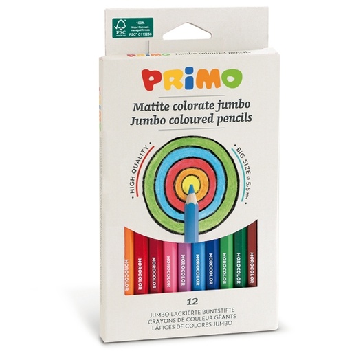 [D73589] ASTUCCIO 12 PASTELLI COLORATI MAXI JUMBO 100 FSC PRIMO