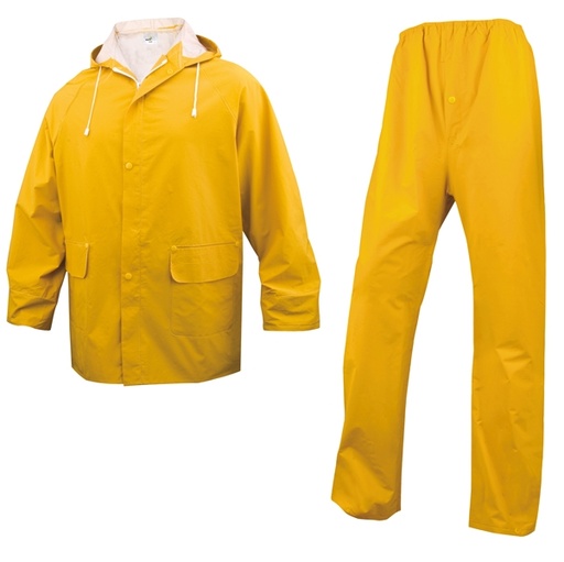 [D73746] COMPLETO IMPERMEABILE EN304 Tg. L giallo (giacca+pantalone)