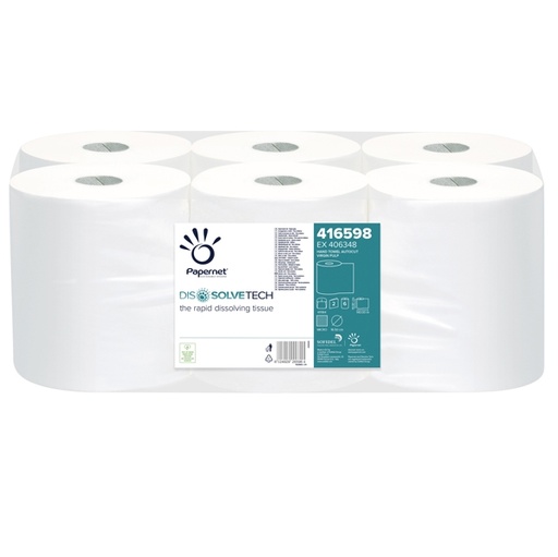 [D74016] Rotolo asciugamani Autocut Microgoffrato 2veli diam.18,5cm DissolveTech Papernet