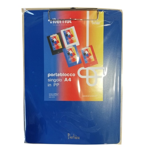 [D74061] PORTABLOCCO A4 IN PPL CON MOLLA IN METALLO BLU