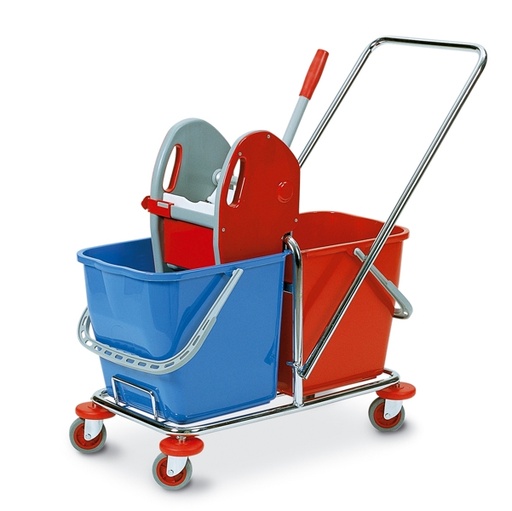 [D74115] CARRELLO DUO DOPPIA VASCA 25+25LT con PRESSA In Factory