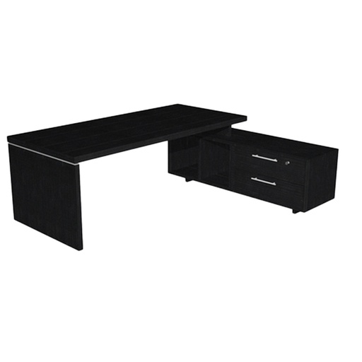 [D74293] SCRIVANIA MANAGER 210X90cm c/mobile servizio rev. NERO VEN. - PRESTIGE