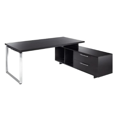 [D74295] SCRIVANIA MANAGER 180X90cm c/mobile servizio rev. NERO VEN. - PRESTIGE METAL