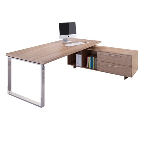 [D74296] SCRIVANIA MANAGER 180X90cm c/mobile servizio rev. CILIEGIO AR. - PRESTIGE METAL