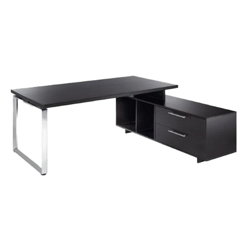 [D74297] SCRIVANIA MANAGER 210X90cm c/mobile servizio rev. NERO VEN. - PRESTIGE METAL