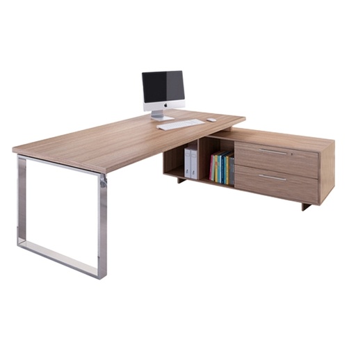 [D74298] SCRIVANIA MANAGER 210X90cm c/mobile servizio rev. CILIEGIO AR.- PRESTIGE METAL