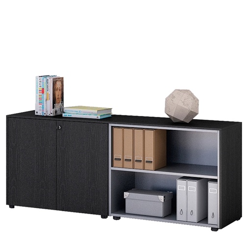 [D74311] COPPIA MOBILI BASSI A GIORNO 162,8X43cm H81,4cm NERO VEN. - PRESTIGE