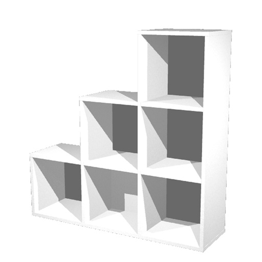 [D74429] LIBRERIA 6 CASELLE a SCALARE 104x29,2cm-H103,9cm BIANCO - RAINBOW