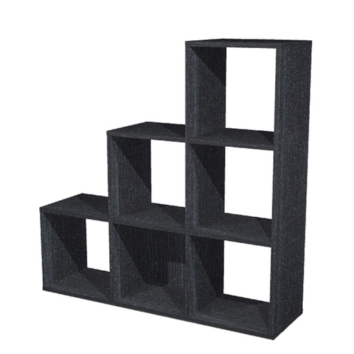 [D74432] LIBRERIA 6 CASELLE a SCALARE 104x29,2cm-H103,9cm NERO VENATO - RAINBOW