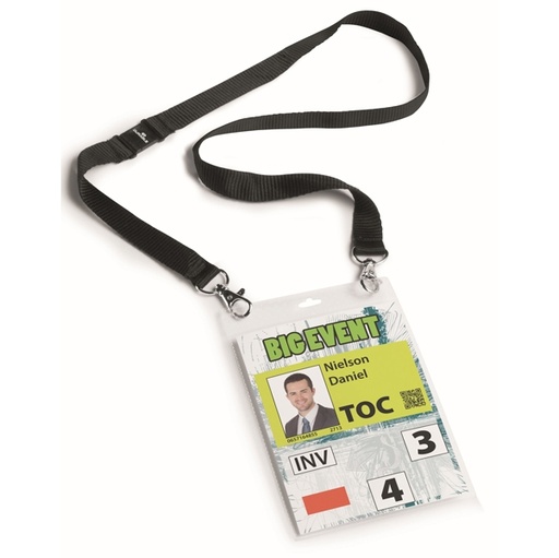 [D74513] 10 PORTANOMI A6 con cordoncino NERO DURABLE