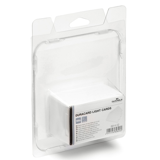 [D74523] 100 TESSERE BIANCHE 0,5mm x Duracard ID300 DURABLE