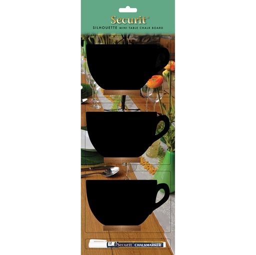 [D74561] SET 3 MINI LAVAGNE SEGNAPOSTO Silhouette 'TAZZA' Securit